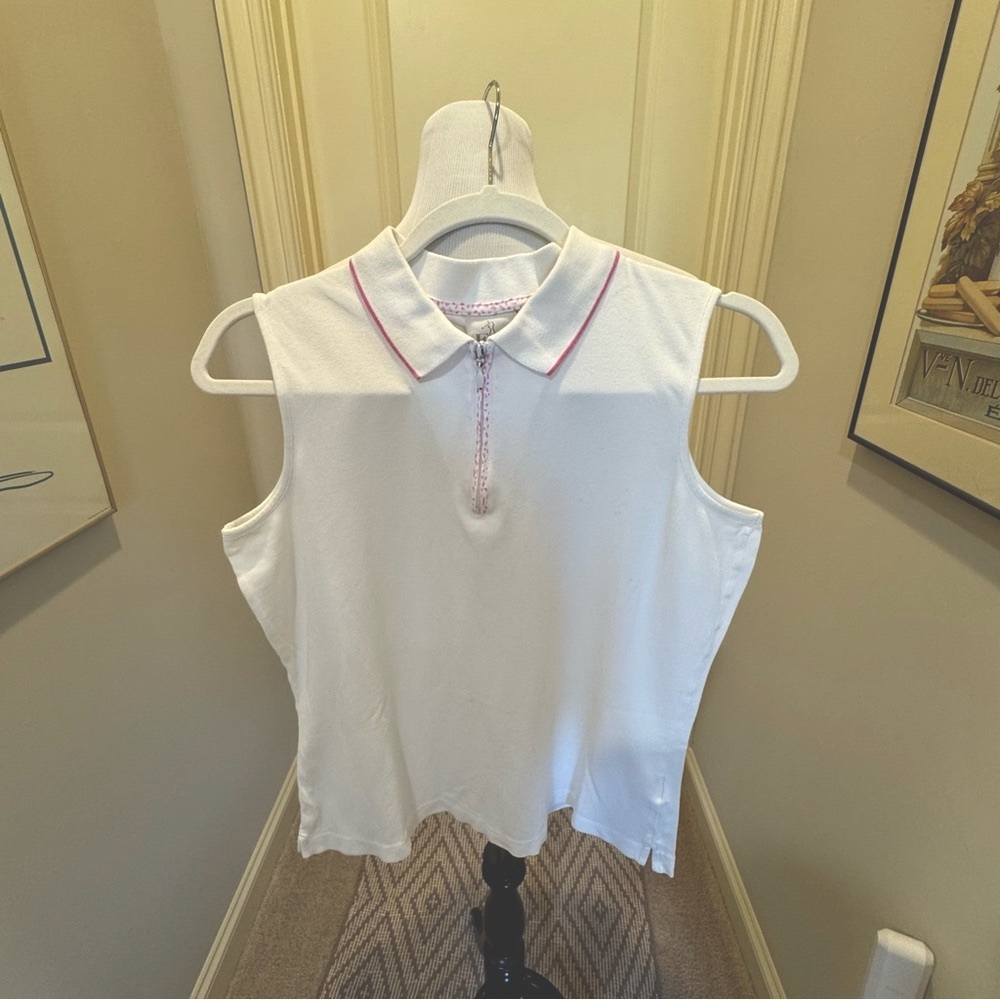 Vintage EP Pro Sleeveless Polo Top with Pink Accents